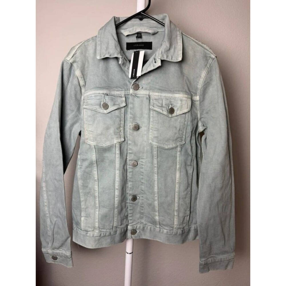 J Brand Noah Denim Jacket Mens small  Blue Light Wash Distressed Trucker